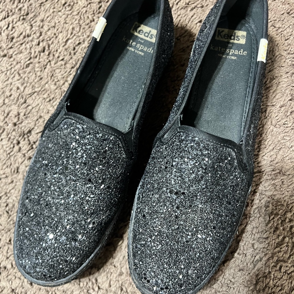 Keds Women's Sparkly Black Slip-On Loafers